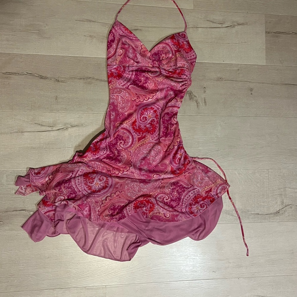 Pink Paisley Spaghetti Strap Dress